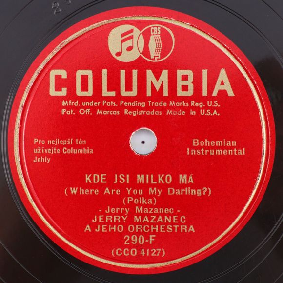Jerry Mazanec, Smutny Mlyn / Kde Jsi Milko Má 1946 10" 78 rpm Record 290-F Czech - Picture 3 of 16